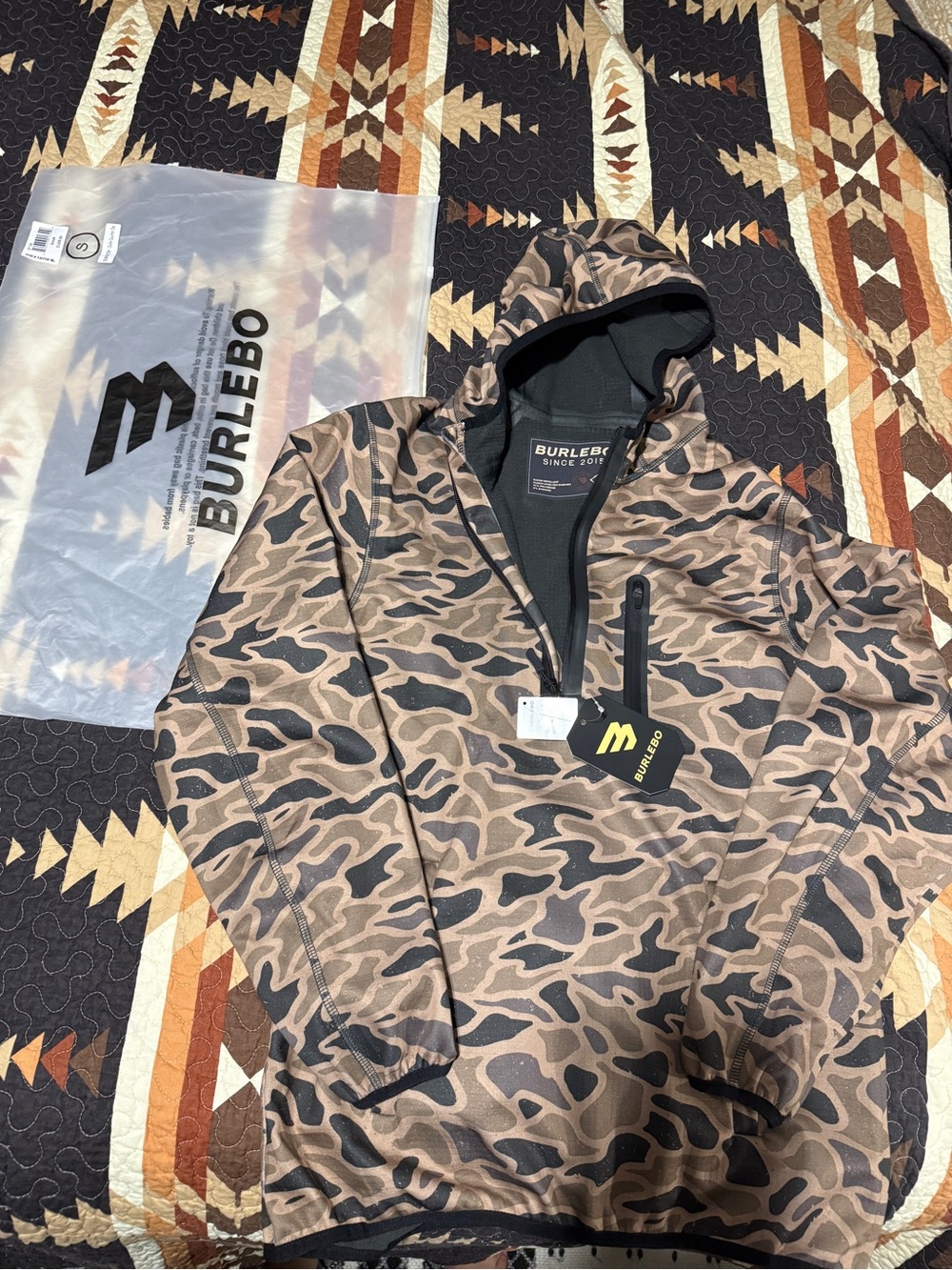 BURLEBO Brown Camo Hooded Windbreaker